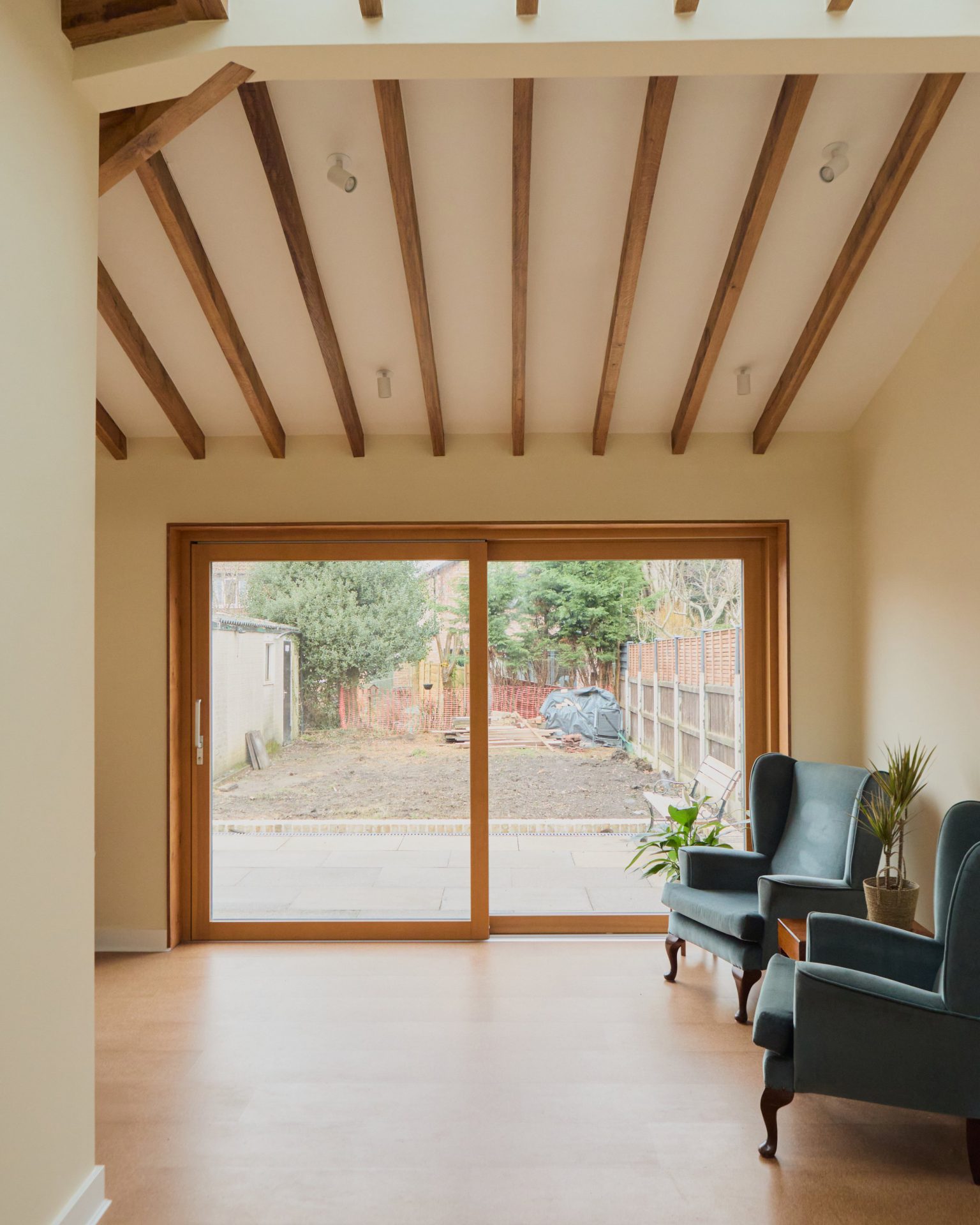 The extension looking out through full-height sliding doors