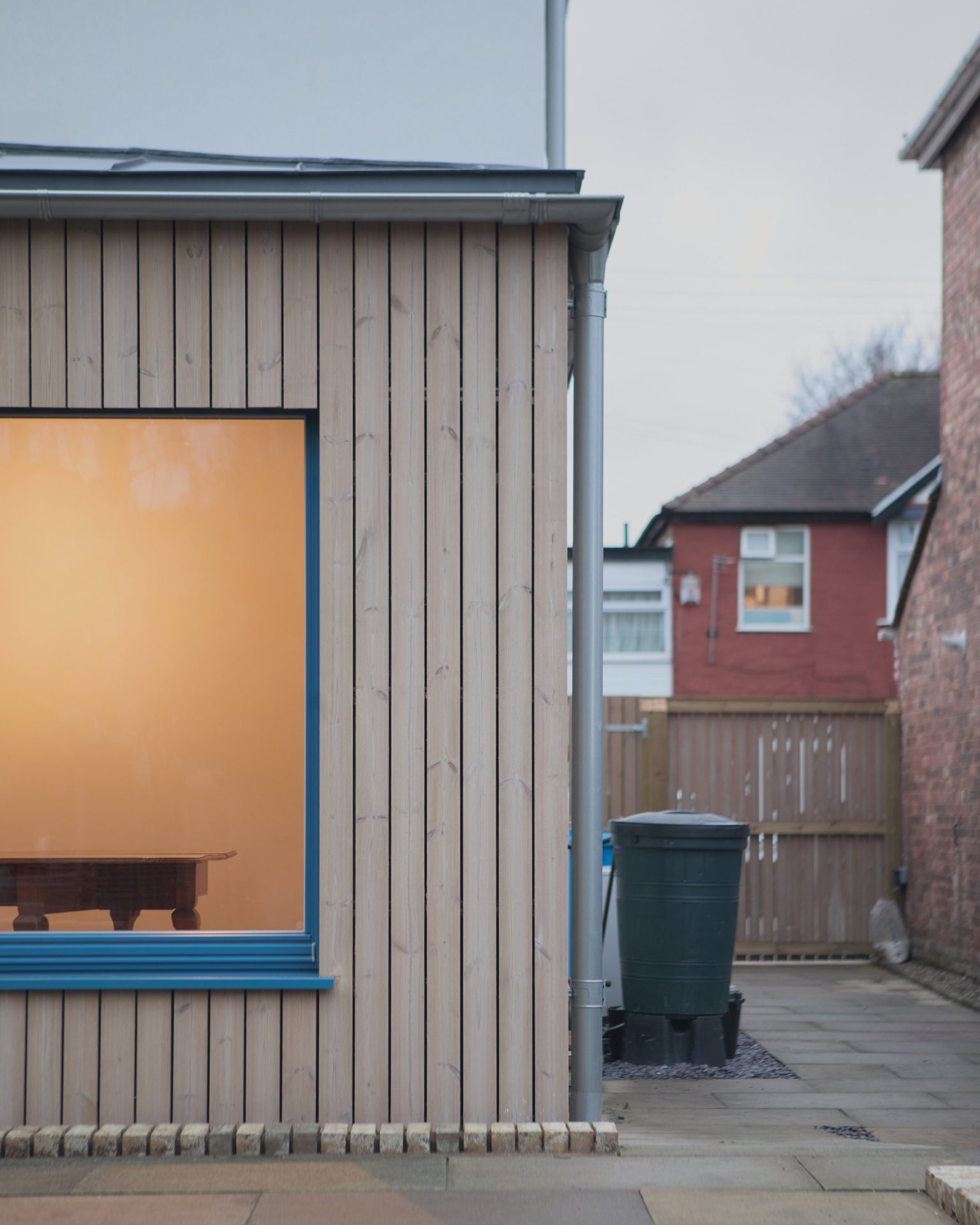 Window detail in the timber-clad rear elevation